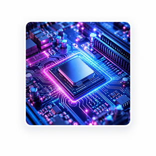 Computer chip on motherboard